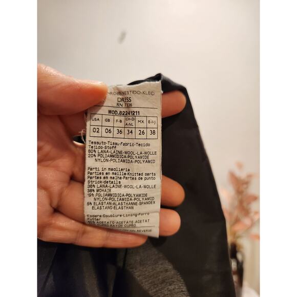 Max & Co. Striped Wool Mohair Turtleneck Sweater Dress Black Gray Size 2 POCKETS - Picture 4 of 4